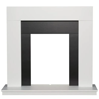 Image of Adam Malmo Fireplace in White &amp; Black/White, 39 Inch