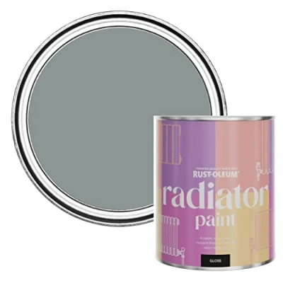 Image of Rust Oleum Grey Heat Resistant Radiator Paint in Gloss Finish Slate 750ml
