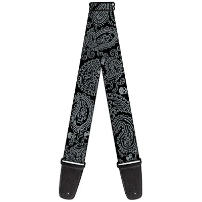 Image of Buckle Down GS W32818 Guitar Strap Bandana Skulls Black Silver 2&quot; Wide