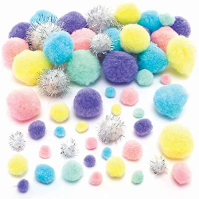 Image of Baker Ross Unicorn Colours Pack of 348, Poms Crafts for Kids (FC317), Assorted, Mittel