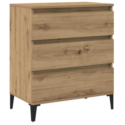 Image of vidaXL sideboard artisan oak cabinet 3 drawer storage engineered wood 60x35x70 cm modern living room furniture