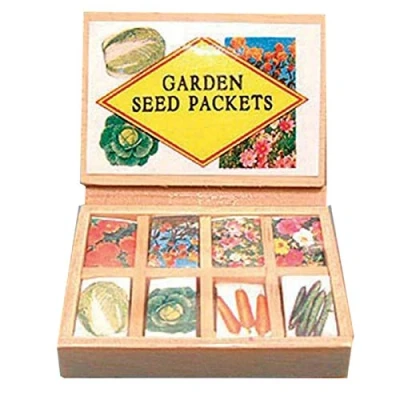 Image of Melody Jane Dolls House Seed Packet Display Box Garden Store Shop Greenhouse Accessory