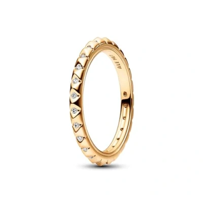 Image of Pandora ME Pyramids studded 14k gold plated ring with clear cubic zirconia, 54