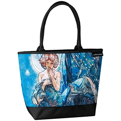 Image of VON LILIENFELD Handbag Alfons Mucha Moon Art Design Shopper Dimensions L 42 x H 30 D 15 cm Beach Bag Office, multicoloured, Contemporary