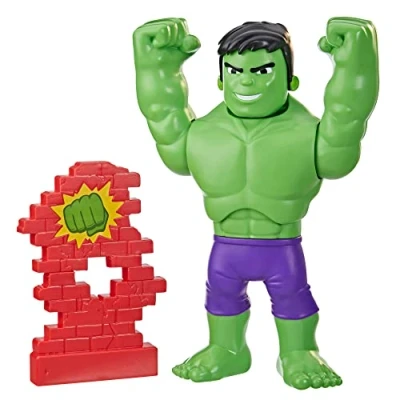 Image of SPIDEY AND HIS AMAZING FRIENDS F5067FF2 Marvel Power Smash Preschool Toy, Face Changing 10 inch Hulk Action Figure, Ages 3+, Multi