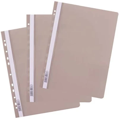 Image of D.RECT Pack of 25 A4 File folders with Perforation Made Plastic Transparent Front Cover, Folder PP Film, Perforated, Euro Perforation, Grey