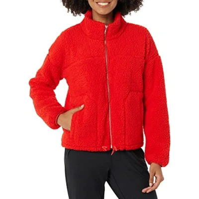 Image of Amazon Essentials Women&#039;s Full Zip Sherpa Fleece Jacket, Poppy Red, S