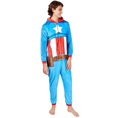 Image of Marvel Mens Onesie Captain America Medium Blue