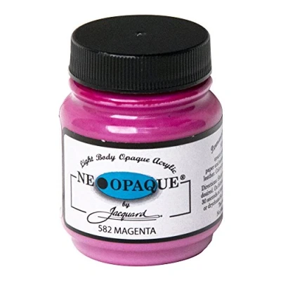 Image of Jacquard Neopaque JAC1582 Magenta Acrylic Paint, Ideal for Fabric, Leather, and Mixed Media, Water Based Non Toxic 2.25 oz Bottle