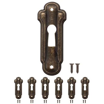 Image of FUXXER® 6x Antique Key Signs Lock Rosettes Vintage Brass Design 48x19mm
