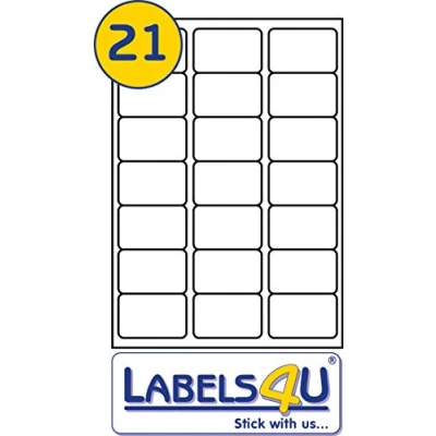 Image of 500 Sheets of White Address Labels 21 per A4 Sheet Laser Inkjet L7160 (63.5mm x 38mm)