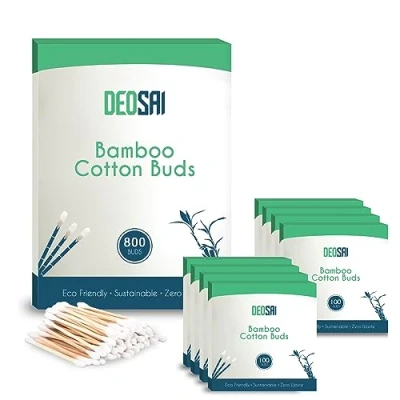 Image of 800 Premium Bamboo Cotton Buds 100% Biodegradable and Plastic Free Ear Great Alternative to Buds/Q Tips/Swabs/Earbuds (800 Count)