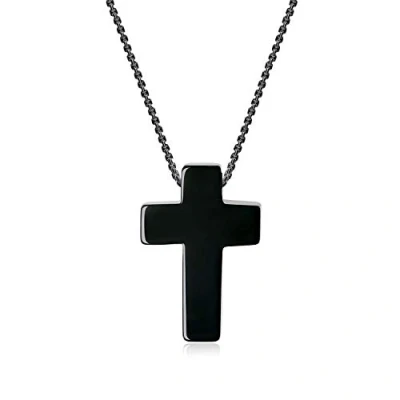 Image of COAI Black Obsidian Necklace Cross for Men Women, Stainless Steel