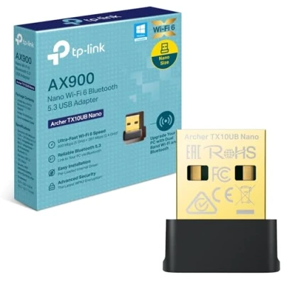 Image of TP Link Archer TX10UB Nano AX900 Wi Fi 6 Bluetooth 5.3 USB Adapter, Lower Latency, Higher Efficiency, and Less Congestion, Advanced Security with WPA3