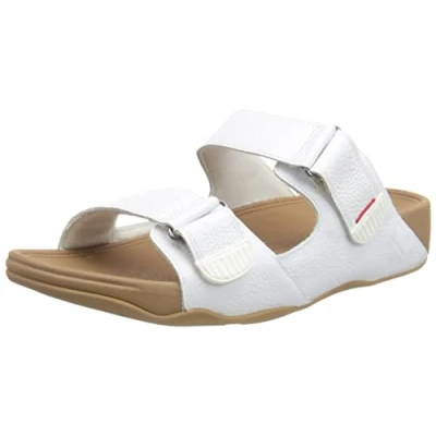 Image of Fitflop Men&#039;s Gogh MOC Slide in Leather Sandal, White, 10 UK