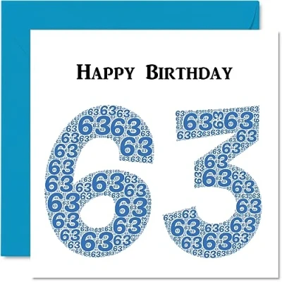 Image of Fun 63rd Birthday Cards for Men Shapecloud Happy Card Dad Mum Grandad Nanny Grandma Gran Uncle Auntie Cousin, 145mm x Greeting Cards,