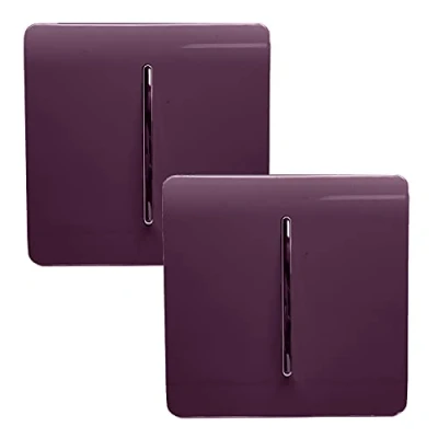 Image of Trendi 1 Gang 2 Way Artistic Modern Glossy 10 Amp Rocker Tactile Light Switch Plum (2 Pack)