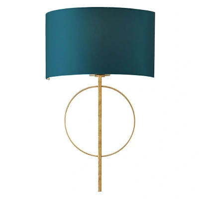 Image of Trento Wall Lamp Antique Gold Leaf &amp; Teal Satin Fabric