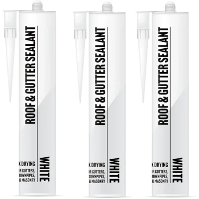 Image of 3 x Cartridge silicone Sealant easy to apply indoor &amp; outdoor multi use all purpose acrylic White clear black brown (3 Roof Gutter 260ML)