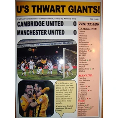Image of Lilywhite Multimedia Cambridge United 0 Manchester 2015 FA Cup Fourth Round souvenir print