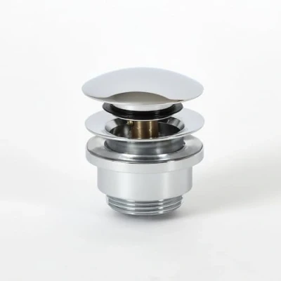 Image of Milano Modern Push Button Universal Slotted Unslotted Bathroom Basin Sink Waste Chrome