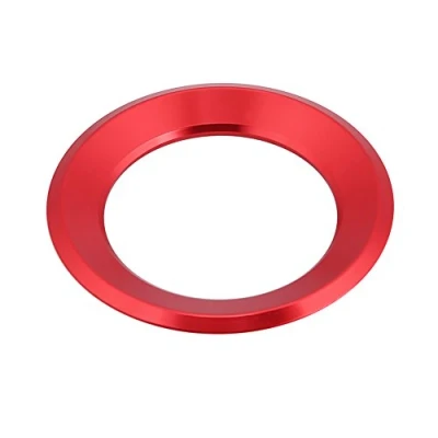Image of Car Steering Wheel Cover, Aluminum Alloy Ring Cover Trim Decoration Frame (Red)