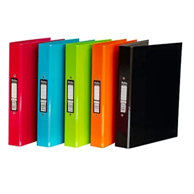 Image of Pukka Pad, Brights A4 Ringbinder Files with 2 O Ring Mechanism 10 Pack of Assorted Colours 40mm Spine Customisable Label for Large Amounts Documents 32 x 26.3mm