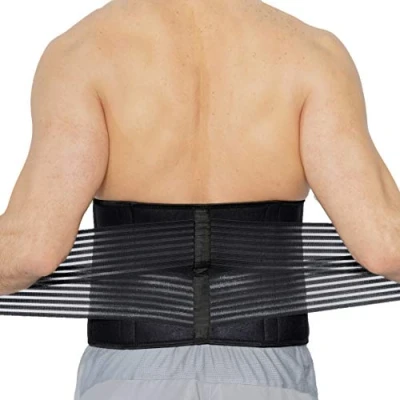 Image of Neotech Care Neoprene Back Brace, Lumbar Support with Double Banded Strong Compression Pull Straps (Black, Size L)