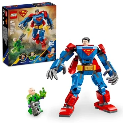 Image of LEGO DC Superman Mech vs. Lex Luthor, Super Heroes Toy with 2 Minifigures, a Stud Shooter &amp; Kryptonite Buildable Figure Set Gift 6 Plus Year Old Boys Girls 76302