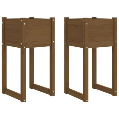 Image of vidaXL Planters 2 pcs Honey Brown 40x40x81 cm Solid Wood Pine