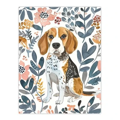 Image of Artery8 Dog Lover Beagle in Flower Garden Watercolour Living Room Large Wall Art Poster Print Thick Paper 18X24 Inch