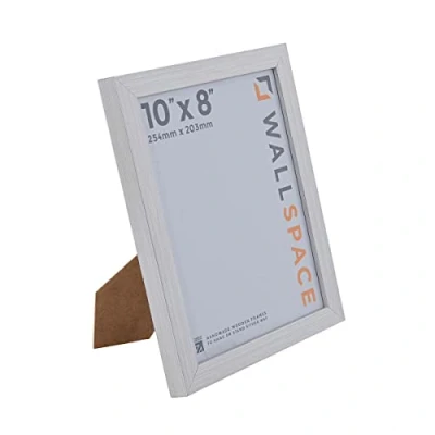 Image of Wall Space 10x8 Silver Frame Modern Photo Frames 10 x 8 inch Wooden 8x10 Picture made from SOLID WOOD REAL GLASS