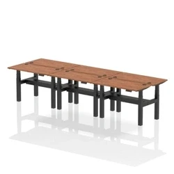 Image of Air B2B 1200x600mm Height Adjustable 6P Bench Desk CP Walnut/Black