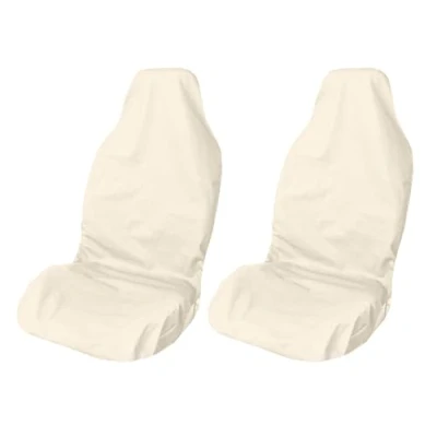Image of LIONSTRONG® Car Seat Covers for Cars [Waterproof] Dirt Resistent Washable Sweat Towel Cover Universal Polyester Beige 2 pcs