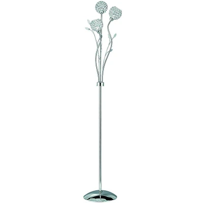 Image of Bellis 3 Light Floor Lamp Flower Design Chrome and Glass, G9