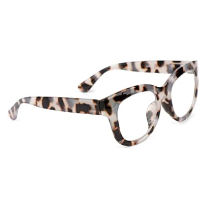 Image of Bold Oval Fashion Retro Unisex Reading Glasses with Spring Hinges DX86 (Beige Leopard, 1.0, diopters)