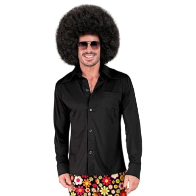 Image of WIDMANN 21022 70s Style Shirt, Adult Man, Carnival, Disco, Theme Parties, Size L/XL, White Colour