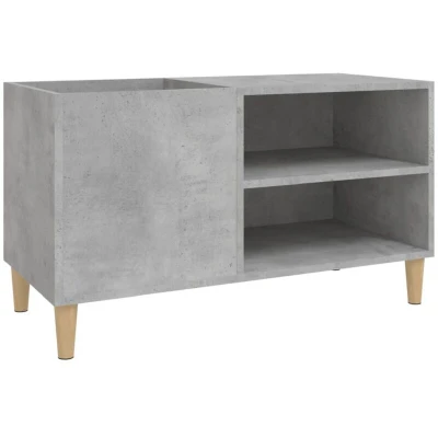 Image of vidaXL Engineered Wood Record Cabinet Concrete Grey Finish Spacious Vinyl Records Storage Versatile Office and Study Use Modern Design with Wooden Feet