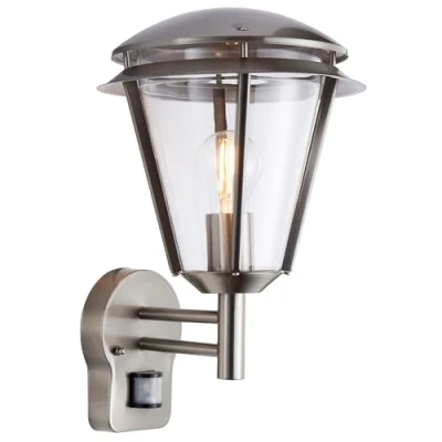 Image of INOVA Outdoor Lights with Sensor Security Motion Brushed Stainless Steel PIR Detector Outside IP44 Weatherproof Wall