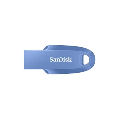 Image of SanDisk 64GB Ultra Curve USB 3.2 Flash Drive, Stick, memory stick up to 100 MB/s read speeds, RescuePRO data recovery software, keyring loop, Navy Blue