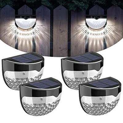 Image of QASIMOF Solar Fence Lights,Garden Lights Outdoor,Decorative LED Wall Waterproof Powered Outdoor for Wall, Garden,Patio, Fence, Yard, Garage, Stairway, Gate (4 Pack)