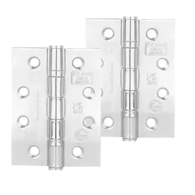 Image of Decoranddecor Door Hinges Internal Fire Rated 4inc / 102mm Ball Bearing Steel Polished Chrome 1 Pair