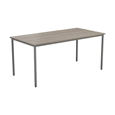 Image of Office Hippo Table, Sturdy &amp; Robust Computer Stylish Work Table For Home Office, Ideal Desk Any Space, Height Adjustable Feet, 5 Year Guarantee, Grey Oak, 120 x 80 73 cm