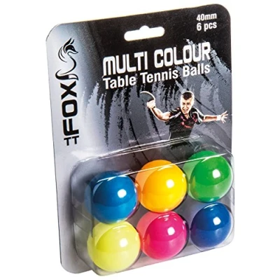 Image of Fox TT Coloured Table Tennis Balls (Pack of 6) Multi Colour, FTT105