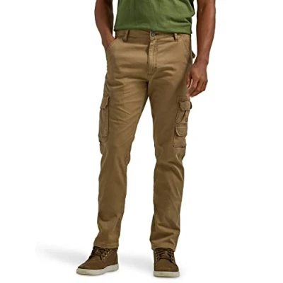 Image of Wrangler Authentics Men&#039;s Regular Tapered Cargo Pant Trouser, Teak Wood, 29 W/30 L