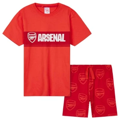 Image of Arsenal F.C. Boys Short Pyjamas Set, Soft Cotton Lounge Wear Gifts (Red, 7 8 Years)