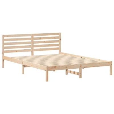 Image of vidaXL with Headboard Brown 160 x 210 cm Solid pine wood