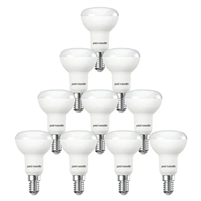 Image of paul russells Cool White E14 Spotlight 4.9W LED Reflector R50 Lights Small Edison Screw, 40watt Equivalent Replacement Bulb, 470 Lumens 4000K Frosted 120 Beam Angle SES Energy Saving Bulbs, Pack of 10