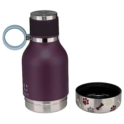 Image of Asobu Dog Pet Bowl attached to 1LTR / 33oz Stainless Steel Insulated Water Bottle, Portable Drinking Sturdy, Leak proof, for Outdoor, Travel, Walking, Hiking