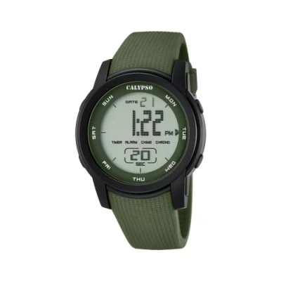 Image of Calypso Unisex Digital Watch with LCD Dial Display and Green Plastic Strap K5698/4